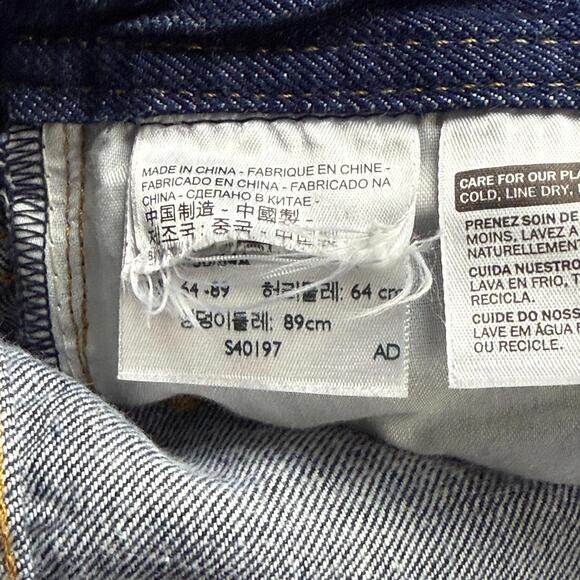 LEVI'S  Orange Tab Overalls Jumpsuit Sz 25 Blue Raw Fringe Hem - Picture 10 of 15